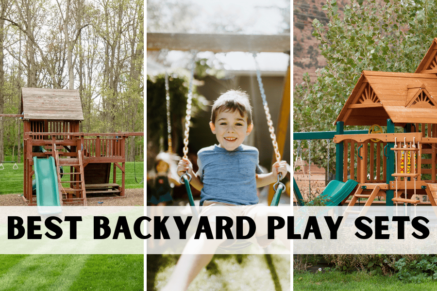 Best backyard play sets boy swinging on swings