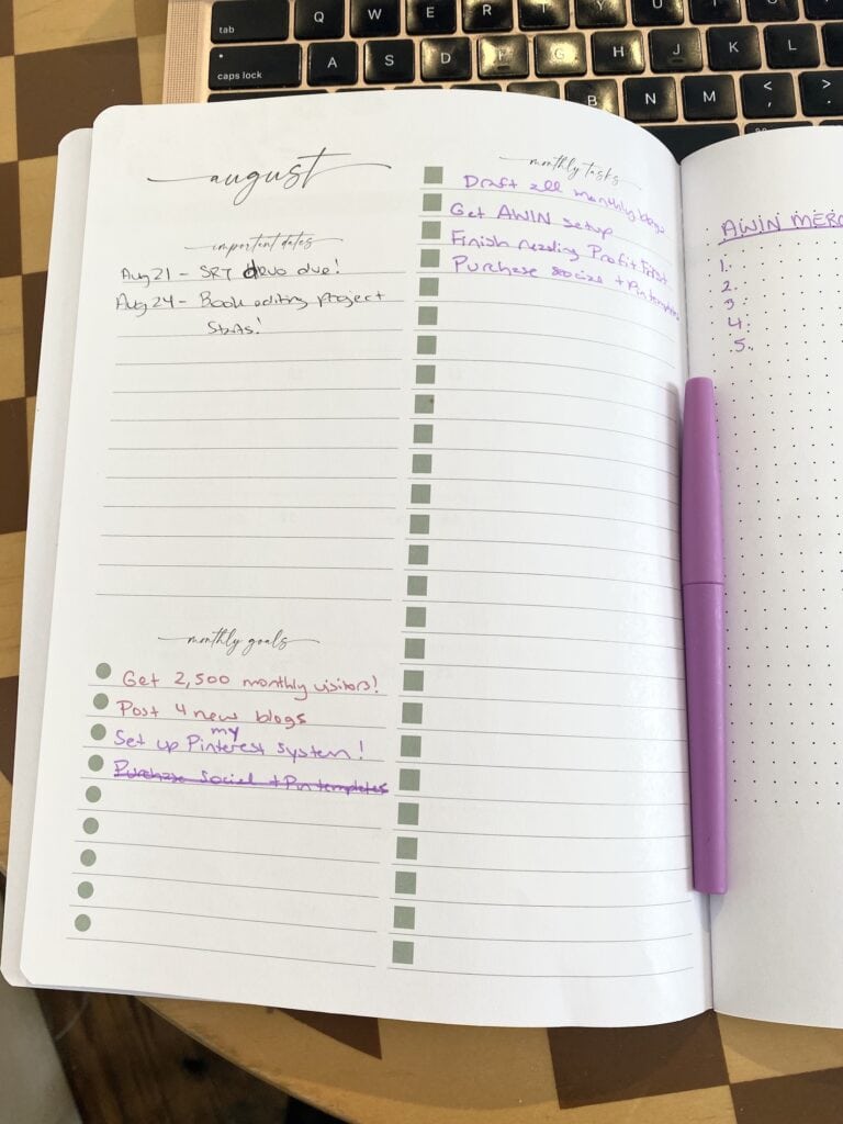 Blog schedule template