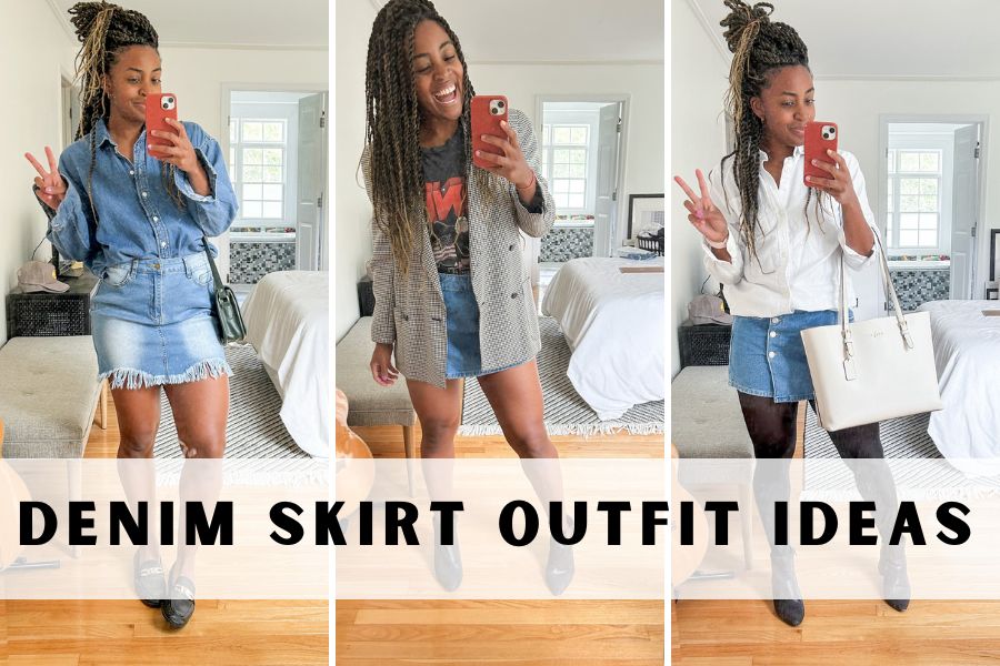Short Denim skirt outfit ideas