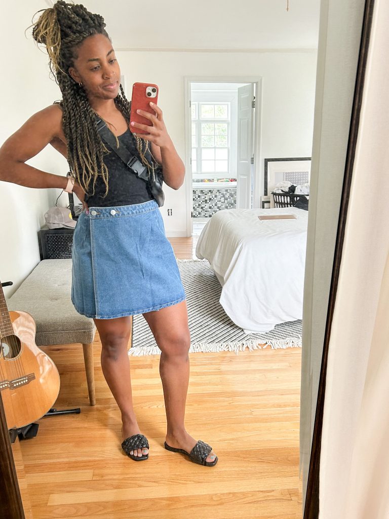 Black tank top mini skirt