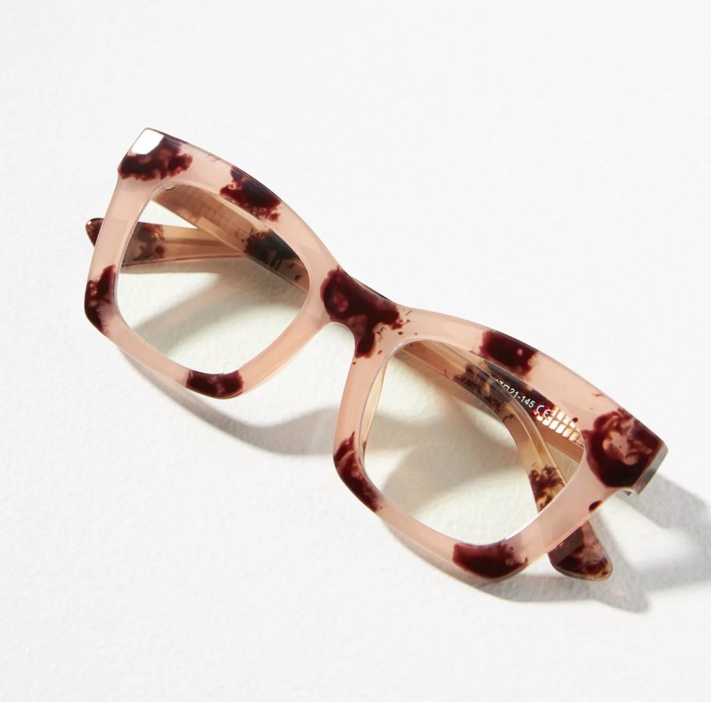 Pink tortoise shell glasses