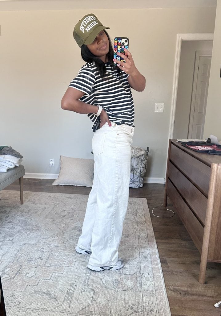 Casual spring outfits: Bold stripes and Khaki outfit