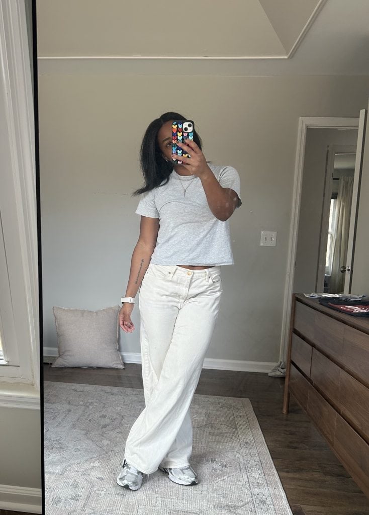 Inspo spring outfit: Boxy tee and wide leg jeans
