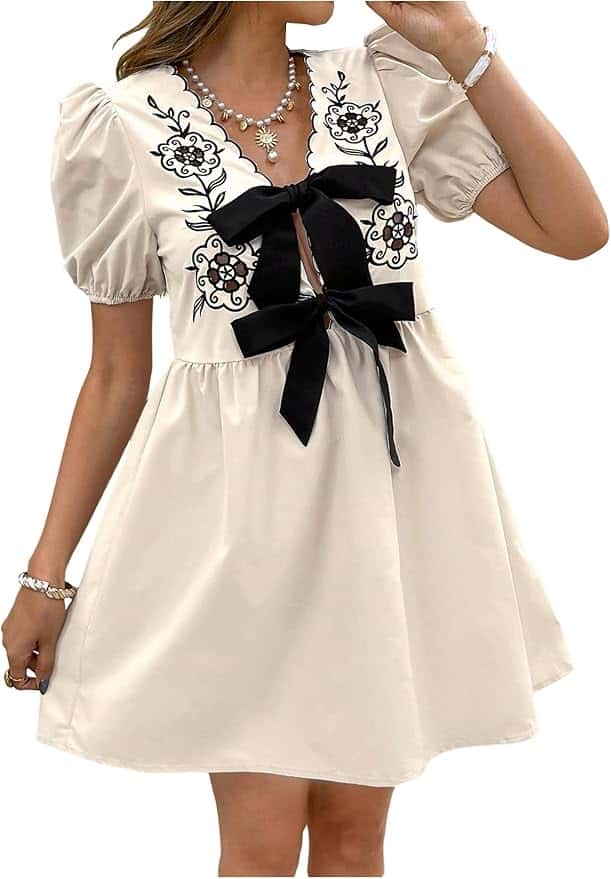 Spring dress outfits - embroidery white dress