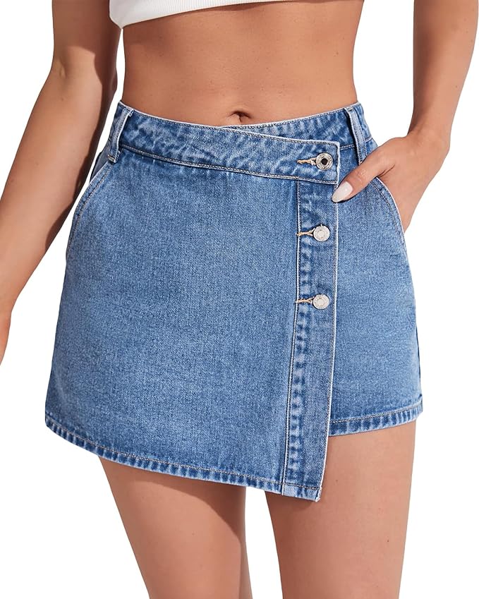 High waisted denim skirt outfit ideas