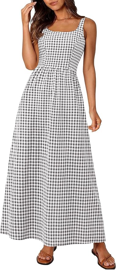 Plaid maxi dress for spring