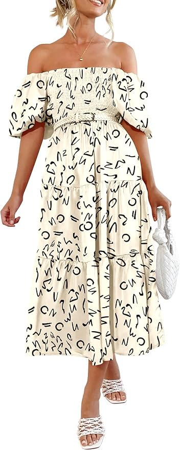 Print summer dress off the shoulder