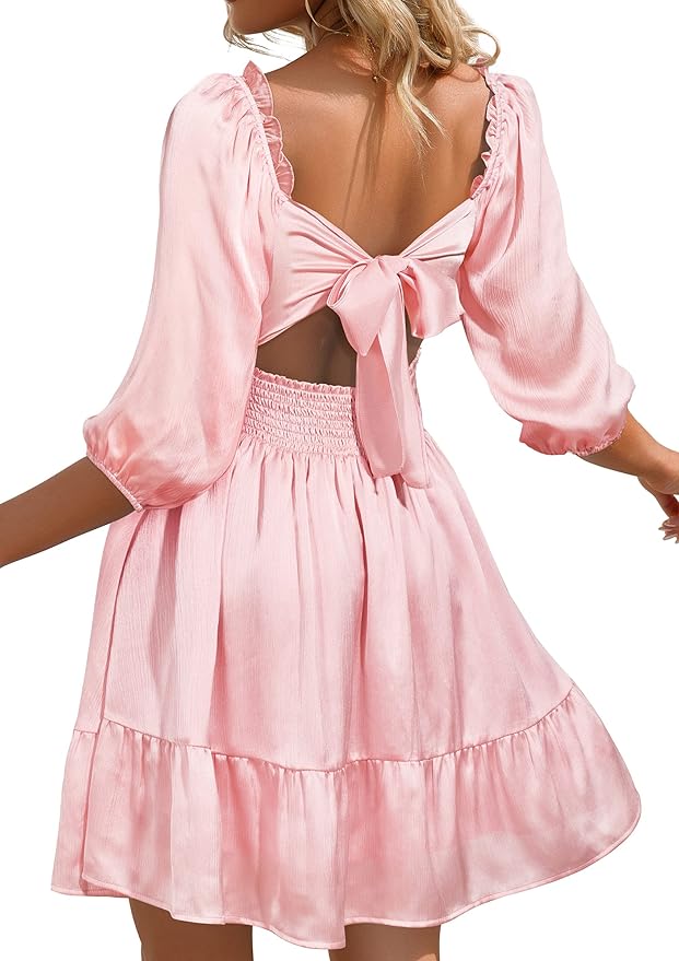 Tie back pink spring dress 