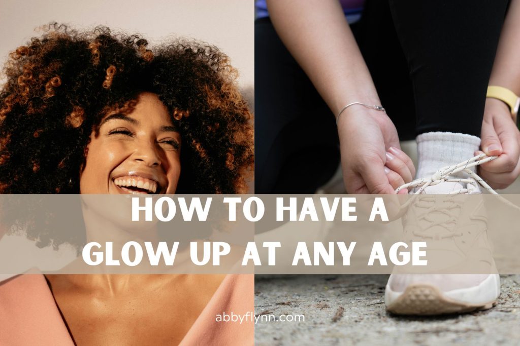 Woman smiling tying sneakers how to have a glow up at any age